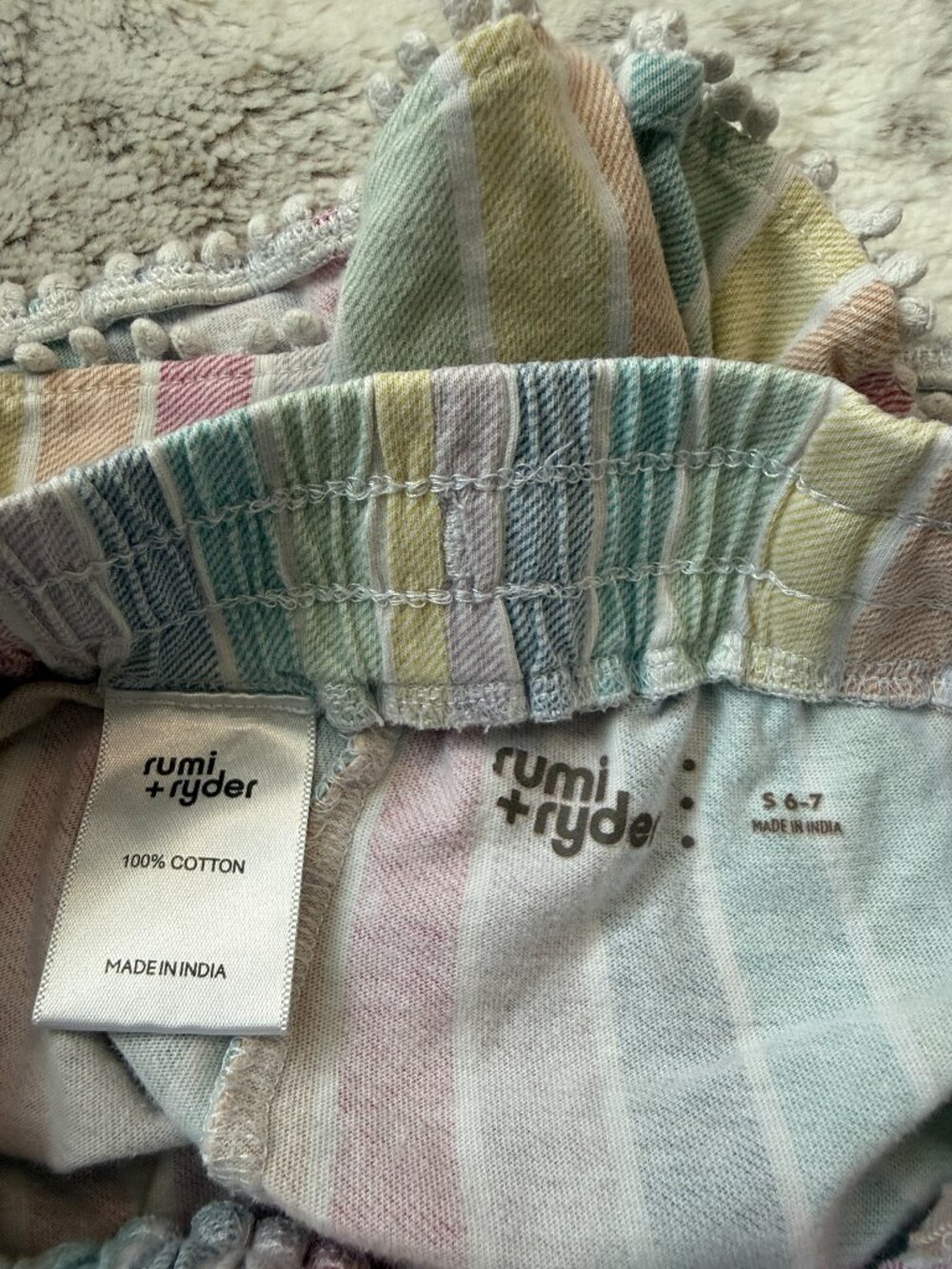 Rumi + Ryder rainbow stripes shorts girls small pastel girlhoodcore summer - Picture 7 of 8